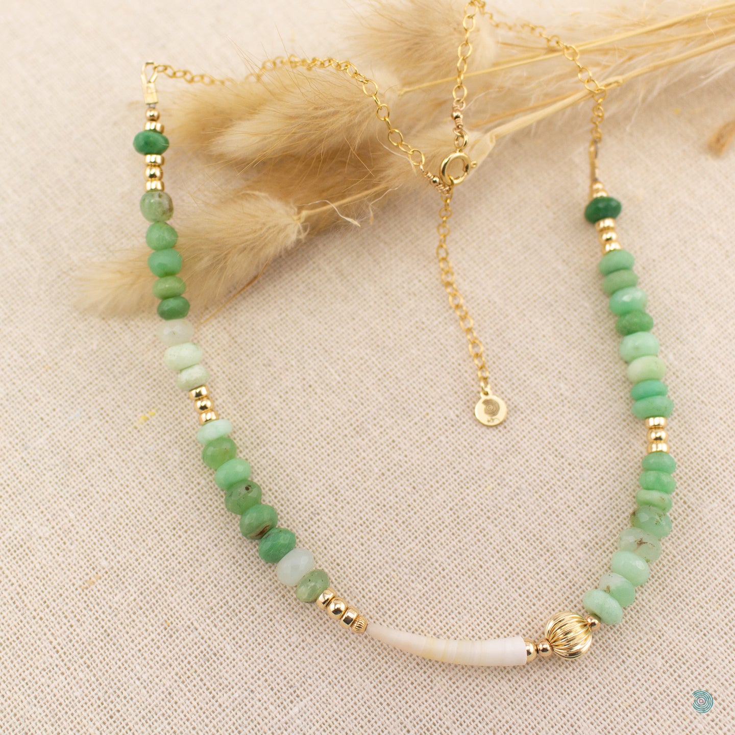Natural Shell & Chrysoprase Necklace