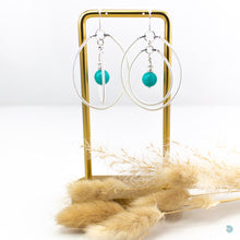 Load image into Gallery viewer, Hand Wrapped Double Hoops - Turquoise

