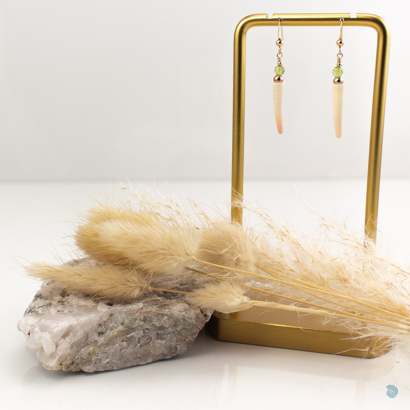 Natural Shell & Peridot Earrings