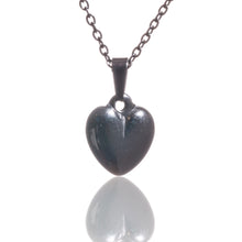 Load image into Gallery viewer, A simple pretty stainless steel heart pendant on stainless steel satellite chain, 16inches in length with a 2 inch extension chain in stainless steel rich grey colour
